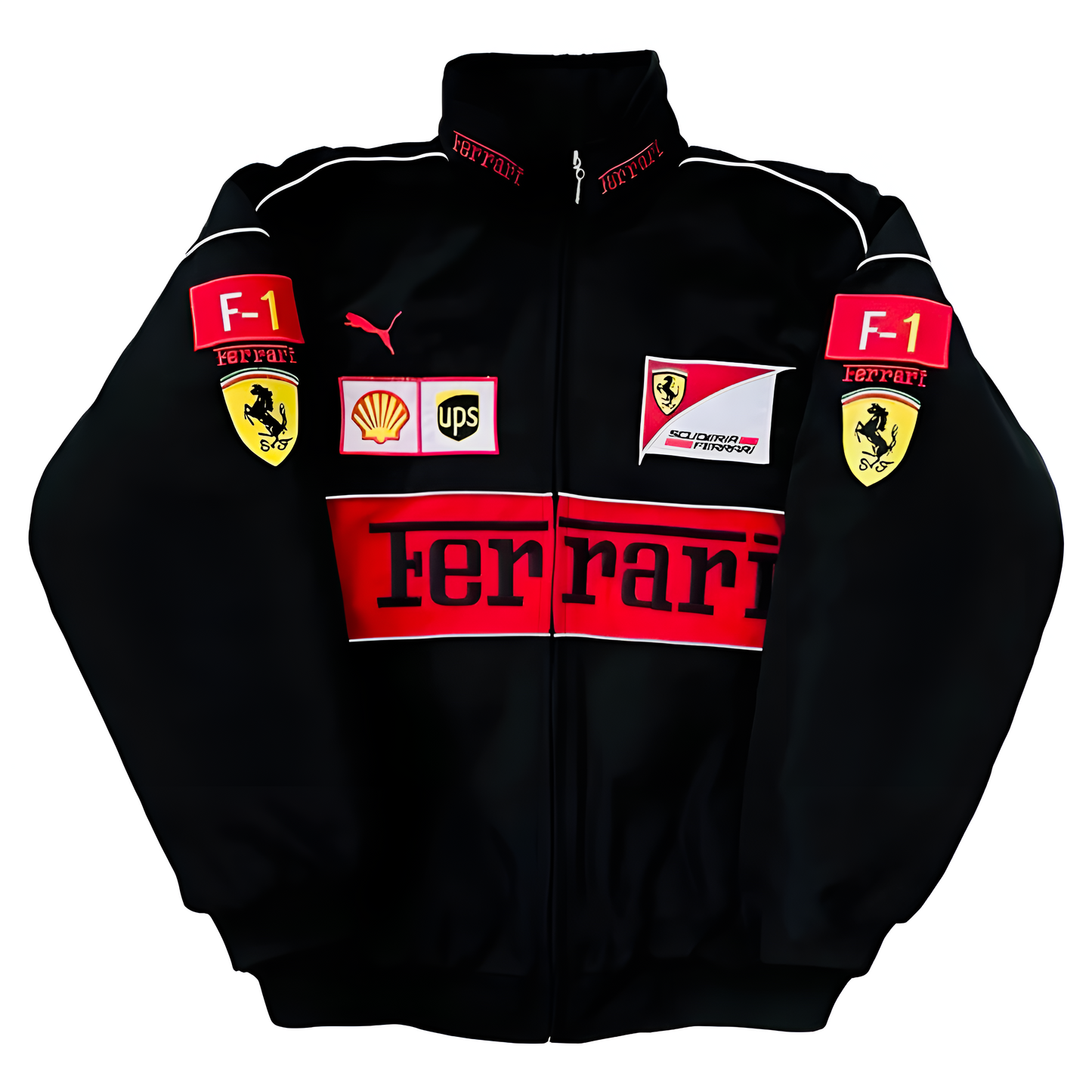 Embroidered Ferrari Jacket | Vintage Formula 1 Jacket (Black)